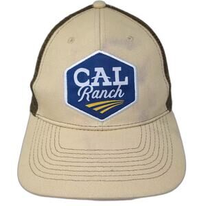 Federal Trucker Hat Beige Brown Snapback CAL Ranch Patch OSFM Adjustable Mesh